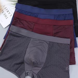 TEMU 3, 4, 5개 랜덤 컬러 메쉬 속옷, 폴리에스터 섬유, 스판덱스 소재, 상쾌하고 통기성 좋은 마이크로화이버 남성용 속옷