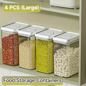 TEMU 4pcs JOYBOS 밀폐 식품 보관 용기 세트 - 밀가루, 밀가루, 설탕을 위한 투명 플라스틱 주방 및 냉장고 정리함 - 손 세척 가능, 재사용 가능, 플립 탑 뚜껑, 보이는 콘텐츠 디자인, 냉장고 정리|플립 탑 용기|안전한 뚜껑 디자인, 식품 보관 용기