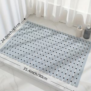 TEMU 다지앙 미끄럼 방지 욕조 매트 - 빈 공간 디자인, 흡입 컵 욕실 매트, PVC, 검정색과 흰색 줄무늬, 샤워 및 욕조 안전에 이상적, 샤워 매트