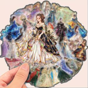 TEMU 30pcs 우아한 투명 금색 포일 스티커 - 왕관의 저녁 드레스, 법정 의상 및 긴 드레스 DIY 장식용 일기장, 기타, 노트북, 수트케이스, 및 스케이트보드, 스케이트보드 액세서리 | 왕관의 디자인 | 재사용 가능한 스티커, 장식용 스티커