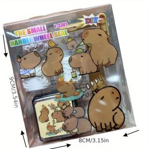 TEMU DIY 카피바라 롤러 만화 스탬프 박스를 작은 선물로 받습니다.