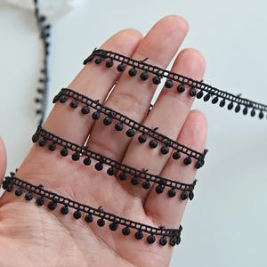 TEMU 200cm 화이트 및 블랙 나일론 레이스 트림, 점이 있는 정교한 노트 패턴, 수제, 공예, 의류 및 가정 장식용, 공예 필수품 | 비즈 레이스 트림 | 세부적인 공예 기술, 레이스 원단