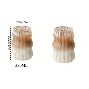 TEMU 2개/4개 고강도 보로실리케이트 내열성 수직 골지 유리컵 - 대용량 라운드 마우스 재사용 가능한 커피, 주스, 차 및 냉음료용 잔, 가정용 주방 식탁 용품 | 투명 컵 | 내열 유리잔|티테이블