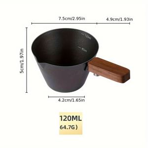 TEMU 304 스테인리스 추출 컵, 나무 손잡이 컵, 120ml/4oz 소형 우유 컵, 화이트/블랙/실버 색상 핸들 포함, 스케일 있는 계량컵, 바리스타용 정밀 커피 주입을 위한 샤프 마우스 슈트 컵