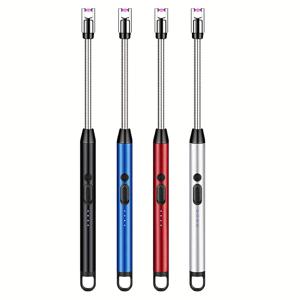 TEMU 4pcs USB 충전식 방풍 불꽃 없는 LED 아크 라이터, 안전 잠금, 리튬 배터리, 금속 바디, 촛불 및 야외 사용, 야외 조명 장치 | 현대 전기 라이터 | 내구성 라이터