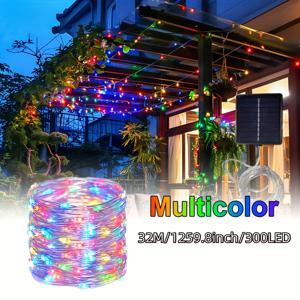TEMU 새로운 리튬 배터리 LED 태양광 야외 스트링 조명, 방수 IP54 8가지 모드 페어리 라이트, 크리스마스 파티 웨딩 장식용 나무 이슬 포치 펜스 정원 휴일 축제 장식, 크리스마스 할로윈 추수감사절 발렌타인데이 및 결혼식에 완벽한 제품