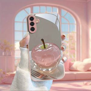 TEMU 삼성 갤럭시 S25/S25+/S25 울트라/S24/S24 FE/S24+/S24 울트라/S23/S23+/S23 울트라/S22/S22+/S22 울트라/S21/S21+/S21 울트라/S20/S20+/S20 FE/S20 울트라용 초슬림 매트 안티핑거프린트 HD 강화유리 케이스, 핑크 메탈릭 페인트 마감|S21케이스|S22케이스
