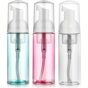 TEMU 3개 세트 폼 펌프 병 여행용 60ml/2oz 소형 머스 폼 비누 디스펜서, 얼굴 세안 래쉬 샴푸 라이트 베이지 케어, 투명 플라스틱 빈 리필 가능 펌프 컨테이너