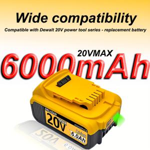 TEMU for Dewalt 20VMAX RX 시리즈 DCB210, DCB205, DCB203DCB204, DCB206, DCB201 전동 공구용 교체 가능한 리튬이온 배터리 팩 - DIY 전문 프로젝트에 적합, 6000mAh