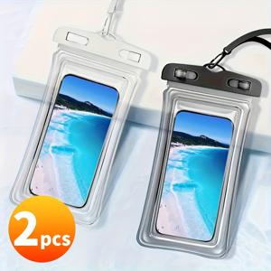 TEMU 2개 방수 휴대폰 파우치 듀얼 에어 쿠션 & 끈 포함 - 6.8인치(17.27cm)까지의 모든 폰에 적합 - 수영, 서핑 및 비 오는 날에 완벽