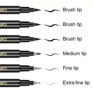 TEMU 6pcs 금색 액센트가 있는 서예 브러시 펜 세트 - 방수, 미세 팁 쓰기용 편안한 손잡이 - 보관함 포함, 및 호비스트를 위한 이상적인 선택|캘리그라피