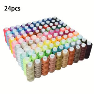 TEMU 24/48pcs 컬러 수제 실 세트 | 402 다목적 폴리에스터 실 | 수제 애호가 및 초보자에게 완벽한 제품 | 창의적인 프로젝트를 위한 밝은 색상 | 오래 지속되고 사용하기 쉽습니다 | 손수제, 기계 수제 및 DIY 공예에 이상적입니다 | 수제 실