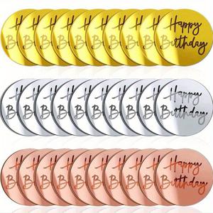 TEMU 30pcs, 생일 축하 케이크 디스크 아크릴 컵케익 토퍼, 거울 아크릴 케이크 토퍼, 생일 파티 DIY 컵케익 장식, 디저트 테이블 드레스 업 용품, 케이크 장식 용품, 베이킹 장식 용품, 파티 장식 용품