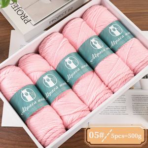 TEMU 5-팩 매력 엘프 알파카 울 원사, 각 500g, 80% 알파카 20% 폴리에스터 블렌드, 멀티 컬러 두께-얇은 원사 수제 스웨터, 스카프, 모자 - 셀프 스트라이핑, 옴브레, 마블, 쉐닐, 인조 모피, 로빙, 트위드, 헤더 원사 품종 팩