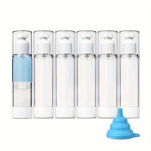 TEMU 6개입 3.4oz/100ml 펌프 병 - 크림, 로션 및 샴푸용 투명 리필 가능 화장품 용기, 파운데이션 깔때기 포함 - 손세척 전용