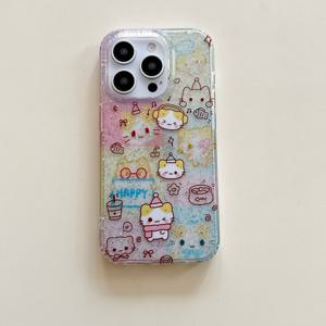 TEMU 애플 전체 패키지에 적합한 만화 풀 스크린 귀여운 빈티지 고양이 아이폰 16 15 14 13 프로 맥스 모바일 폰 케이스 창의적인 니치 개성
