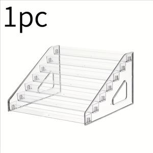 TEMU 1pc 투명 플라스틱 멀티 레이어 디스플레이 스탠드 라이저 - 화장품, 피부 관리 제품, 네일 폴리ッシュ용 현대식 계단 보관 랙 - 독립적인 1-4pcs 정리 선반, 네일 아트 디스플레이|현대식 계단 랙|투명 플라스틱 스탠드, 네일 폴리쉬 홀더, 수선 보관