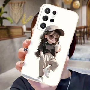 TEMU 갤럭시 S25 S24 S23 S21 FE S22 플러스 울트라 화이트 소프트 쉘 패션 커플 개성 선물용 모바일 폰 케이스 - EA3673