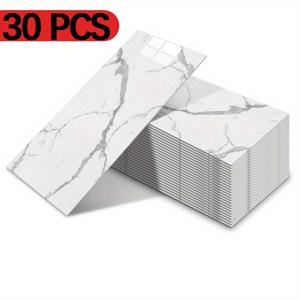TEMU 30cm X 60cm 30pcs 자체 접착 마블 타일 스티커 - 두꺼운, 제거 가능한 자체 접착 비닐 스티커, 주방 및 욕실에 적합, 오일 방지, 가정 장식.