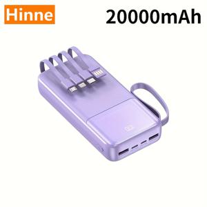 TEMU 휴대용 파워 뱅크, 20000mAh, PD20W 퀵 충전, 내장 4개 충전 케이블/LED 전원 디스플레이, 레니어드 포함, 아이폰/ 휴대전화 및 디지털 전자 장비에 적합, 비상 배터리 팩, Gif|보조배터리|보조배터리20000