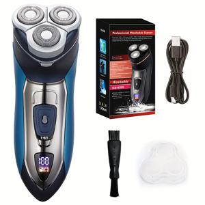 TEMU 남성용 2-in-1 3D 부유형 전기 면도기, 초정밀 LED 스마트 디스플레이 IPX6 방수 타입-C 충전식 수염 트리머 레이저, 남자친구와 아빠를 위한 사이드번 쉐이빙 선물