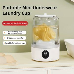 TEMU 속옷과 양말을 위한 휴대용 미니 세탁기 - 에너지 효율적, USB 충전식, 디지털 디스플레이가 있는 둥근 플라스틱 디자인, 가정 및 여행에 이상적, 여행용 세탁기|세련된 휴대용 디자인|소형, 세탁기 세탁기
