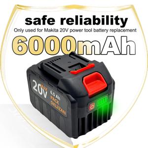 TEMU DKLiiZAN 20V MAX-6000mAh 충전식 리튬이온 배터리, 마키타 전기 도구, DIY 전문 프로젝트, 필수 장식 배터리 교체