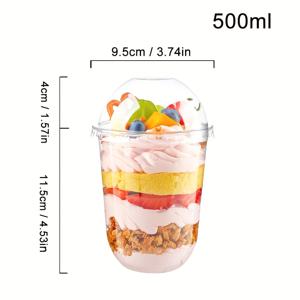 TEMU 49 세트 250ml/360ml/500ml 돔 리드 컵케이크 보관용기, 투명 케이크 홀더, 케이크 상자, 구멍 없는 돔 리드 케이크/디저트 컵케이크, 케이크, 무스, 밀크셰이크, 요거트, 케이크, 결혼식, 파티, 식품 서비스에 적합