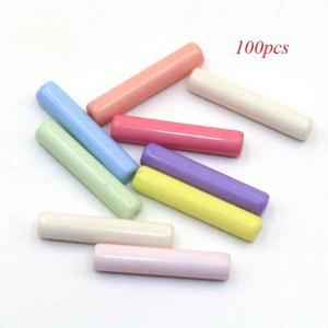 TEMU 100개 컬러풀한 패션 캔디 컬러 긴 튜브 비즈, DIY 보석, 신발 및 시계 액세서리에 적합 - 아크릴 기하학 패턴 차밍