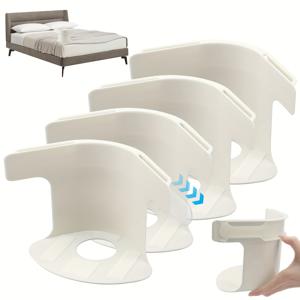 TEMU 4pcs-Type 고정자 + 4pcs 투명 안티 슬립 스트립, 설치가 쉬움, 내구성이 뛰어난 폴리프로필렌(PP) 소재, 모서리 및 침대 프레임에 적합, 침대 옆 정리함, 실용적인 디자인, 안티 슬립 디자인