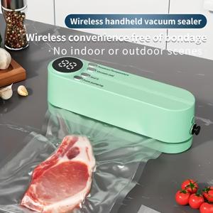 TEMU 디지털 디스플레이가 있는 컴팩트 USB 충전식 진공 포장기 키트 - 빠른 밀봉, 펌프 및 밀폐 백 포함, 식품 보존에 적합, 간식, 고기, 과일, 채소용 - 공간 절약형 디자인, 36V, 음식 진공 포장기