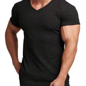 TEMU 남성을 위한 단색한 원인 V넥 반팔 티셔츠, 일상적인 착용과 휴가 리조트를 위한 캐주얼한 여름 티셔츠