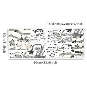 TEMU 큰 귀여운 고양이 & 음악 동물 마우스 패드 - 미끄럼 방지 고무 베이스, 스티치 엣지 데스크 매트, 게임 및 사무용, 35.4x15.7인치 - 모두에게 완벽한 선물