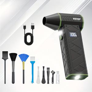 TEMU 다용도 4단계 무선 터보 팬 에어 더스터 - USB 충전식, 강력한 100W 전기 압축 제트 블로워, 디지털 디스플레이 포함, 키보드, 자동차, 가정 및 야외 사용을 위한 다양한 노즐 포함, 터보 제트 블로워|키보드|독거미키보드