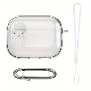 TEMU TPU Secure Lock Clip Clear Case 핑크, for Airpods 4 3 Pro용 버클 후크가 있는 풀 커버 보호 케이스, for Airpods 1 2 Pro2용