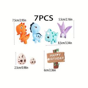 TEMU 7/16 공룡 케이크 장식 만화 공룡 테마 케이크 장식 세트 3D 공룡 모델 생일 케이크 장식 야생 동물 파티