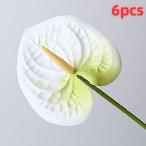 TEMU 6개 럭스 크래프트 인공 안스리움 꽃, 폴리우레탄 플라밍고 백합, 결혼식, 약혼, 가정 장식, 다양한 방 유형, 휴일 장식 - 하누카, 성 패트릭의 날, 데이, 어머니의 날 - 용기 없음, 전기 없음