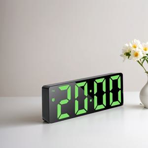 TEMU 1pc 디지털 알람 시계, 대형 LED 디스플레이, 조절 가능한 밝기, 스누즈 기능, USB 전원, 배터리 미포함, 침실, 책상, 사무실에 적합 - 빨간 숫자와 손, 음악 동기화 옵션, 알람 시계가 있는 세련된 블랙 디자인