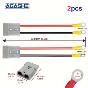 TEMU AGASHE 2개입 50A 배터리 어댑터와 10AWG 케이블과 O-터미널 - 전기 지게차 충전 플러그 케이블, 윈치 트레일러 커넥터 키트, 앤더슨 파워 레버 호환용 빠른 릴리스 충전 플러그 연결 키트, 비전자