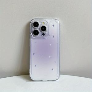 TEMU 삼성 갤럭시 S24울트라 S24플러스 S23울트라 S23FE S23플러스 A04 A05 A10 A12 A15용 퍼플 그라데이션 스타 클리어 폰 케이스, 부드러운 커버 보호 A24 A33 A50 A51 A52 고품질 방탄 A53 A54 A55 M13 M10S M12 F12 간단한 방탄 슬림 보호 케이스