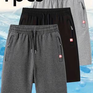 TEMU 1pc 남성용 경량 통기성 운동 반바지, 끈 및 지퍼 클로저 - 여름 해변, 러닝, 훈련용 반바지, 청소년 및 성인용, 단색 캐주얼 스포츠 의류, 해변 반바지, 스포티한 디자인, 편안한 원단