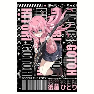 TEMU [2D 플랫] 1pc Bocchi the Rock 애니메 캔버스 포스터 - 화려한 핑크 헤어 & 기타 디자인, 프레임 없는 12x18인치 벽화, 할로윈 크리스마스 부활절 장식용, 친구 가족 동료에게 선물, 애니메 방 장식, 크리스마스에 가장 적합, 방 장식에 완벽
