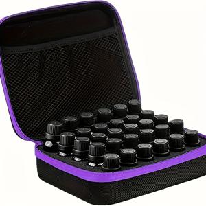 TEMU 5ml-10ml 롤러볼 병용 EVA 정리함 - 안전한 뚜껑, 여성 및 남성을 위한 컴팩트한 디자인, 휴대용 메이크업 포켓, 세련된 손잡이 기능, 튼튼한 구조로 30병 용량을 갖춘 여행용 화장품 및 네일 폴리쉬 보관 케이스|트래블보틀|매니큐어