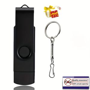 TEMU 고속 2-in-1 USB C 플래시 드라이브 - 키체인 포함, 128GB/100GB/64GB/16GB/8GB, 스마트폰 및 태블릿용 OTG 펜 드라이브, 금속 메모리 스틱, USB 2.0, 소형 디자인, 다기능 장치, 현대적인 액세서리, 내구성 있는 구조