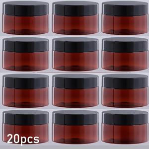 TEMU 20개 100ml 누출 방지 암버 플라스틱 화장품 용기에 블랙 뚜껑이 달린 여행용 용기 - 로션, 크림, 파우더, 오인템트 용 - BPA 프리, 8oz, 향수 없는, 여행용으로 완벽한, 충전 가능한 용기 | 세련된 용기 디자인 | 내구성 있는 플라스틱 용기, 화장품 여행용 용기