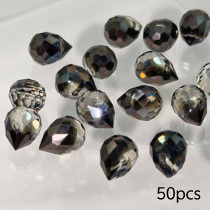 TEMU 50개 8x10mm 멀티컬러 물방울 유리 비즈 - 반짝이는 컷팅된 주얼리 비즈, DIY 목걸이·팔찌·귀걸이 만들기용 - 다양한 색상의 공예 재료