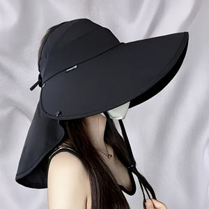 TEMU 여름용 솔리드 컬러 와이드 브림 선햇, 세 가지 색상으로 제공, 야외 사이클링에 완벽합니다. 간단한 브림리스 낚시 선햇, 랩 아라운드 디자인으로 제공됩니다.|여름모자
