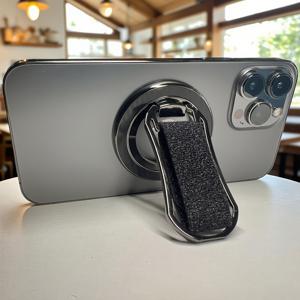 TEMU 스트랩 디자인의 자석 링 홀더 스탠드, 기계적 감쇠 구조 및 360° 초고속 회전 기능, 울트라 슬림하고 접이식 가능, 모든 아이폰 및 모델과 호환되는 완벽한 폰 액세서리|그립톡|핸드폰스트랩