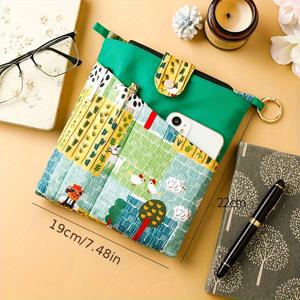 TEMU 1개 2-in-1 녹색 밀밭 프린트 책가방 듀얼 포켓 포함 - A5 노트북 & 11/12.9인치 태블릿 정리함, 학교용 내구성 있는 원단, 크리스마스, 생일, 추수감사절 선물, 학교 액세서리, 재미있는 디자인, 안전한 버튼 잠금