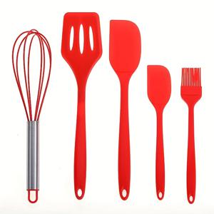 TEMU 5pcs 컬러풀한 실리콘 주방 도구 세트 베이킹 용품 대형 스크래퍼/작은 스크래퍼/믹서/오일 브러시/긴 스팟ゥ라 마카론 컬러 베이킹 도구 케이크 크림 스팟ゥ라 치즈 스팟ゥ라 주방 도구